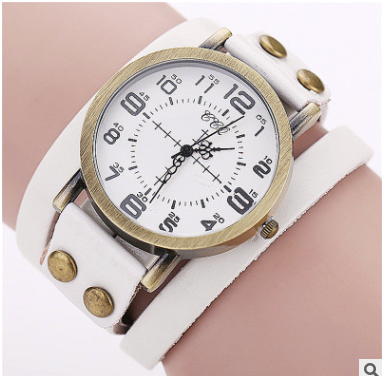 CCQ Vintage Leather Bracelet Watch Antique Women Wrist