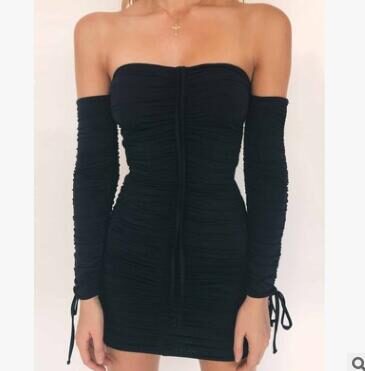 Bandage Dress Women Sexy Off Shoulder Long Sleeve