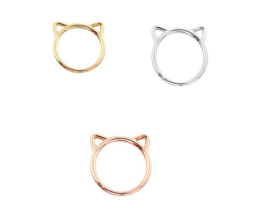 Ms. Cat Ring Green Alloy Plating Kitten