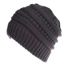 Mixed Color Knitted Wool Hat Ladies Non-labeled Ponytail
