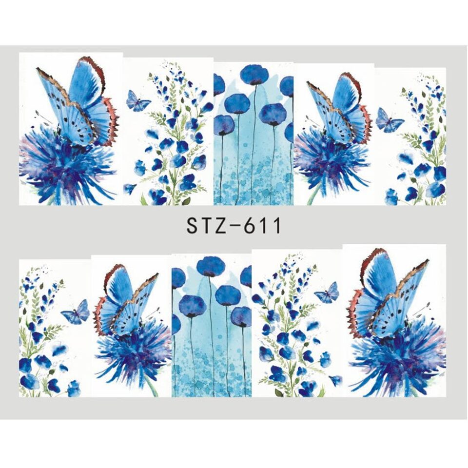 1pcs Nail Sticker Butterfly Flower Water Transfer Decal