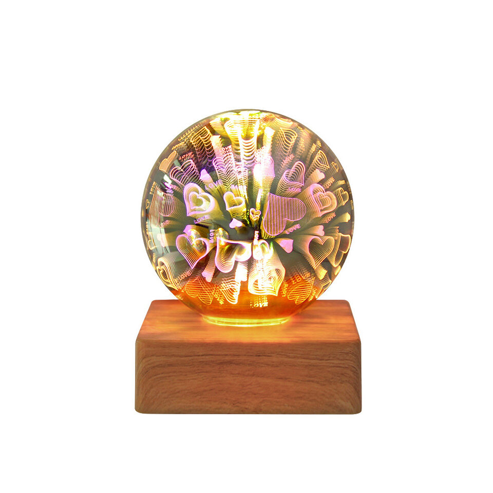 USB 3D Firework Crystals Ball Night Light Plug
