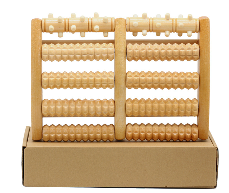 Newly Dual Wooden Foot Massager Roller Relieves Plantar