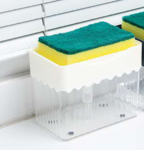 2-in-1 Soap Dispenser Sponge Caddy Push-type Liquid Box