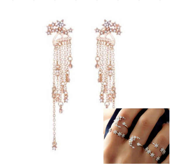 Shining Star Tassel Earrings Back Hanging Exquisite