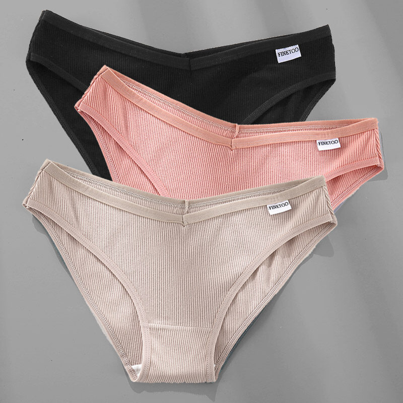 3PCS M-4XL Cotton Panties Female Underwear Sexy Women