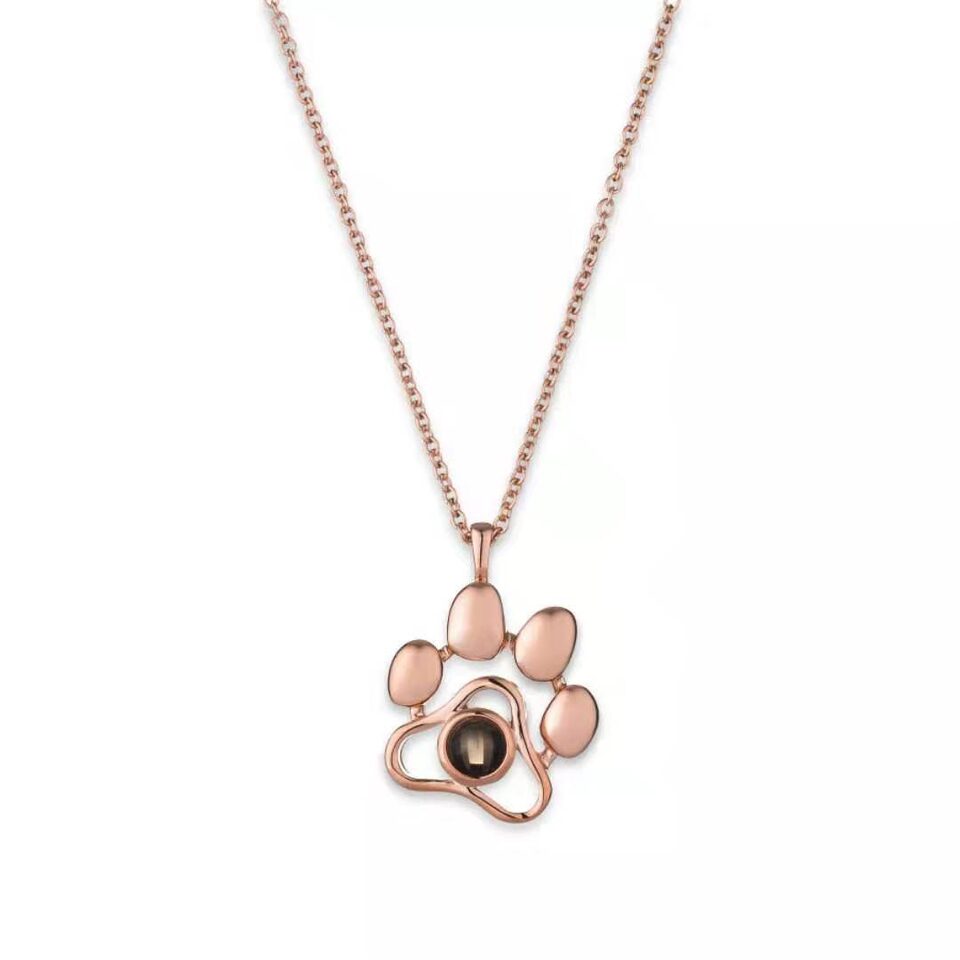 Cute Animal Dog Paw Personalized Projection Necklace