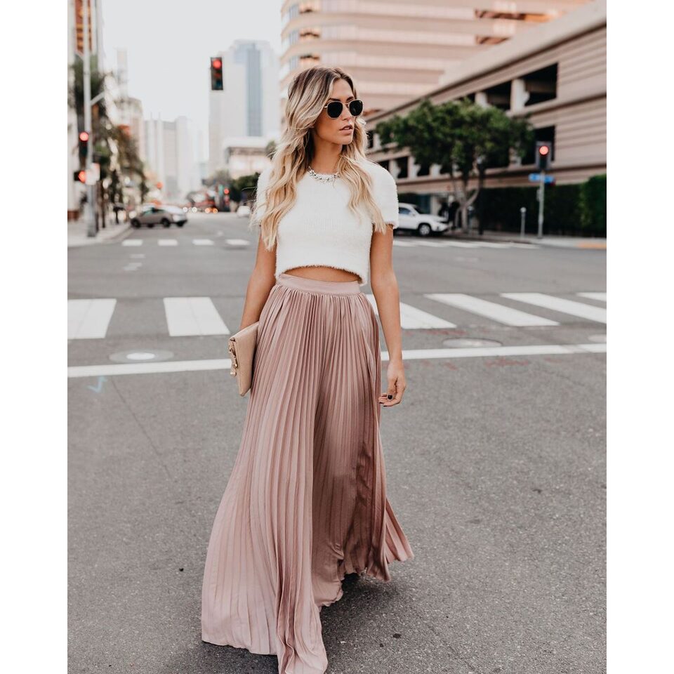 Women fashion casual skirt girls high Waist long