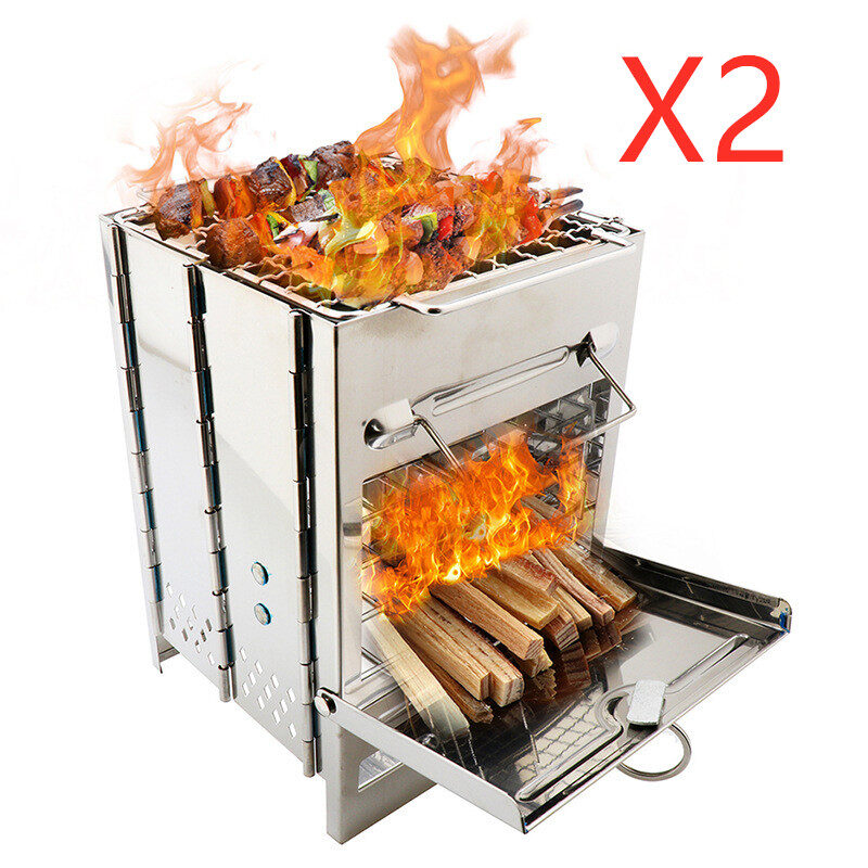 Lightweight Camping Wood Stove Adjustable Folding Burning