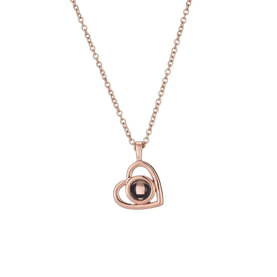S925 Silver Romantic Colorful Photo Projection Necklace Heart