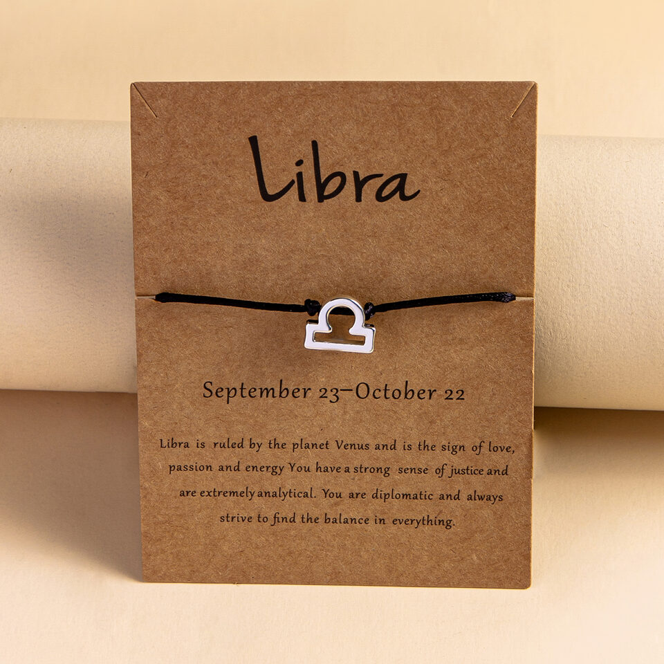 12 Constellation Zodiac Sign Rope Bracelet Adjustable Couple