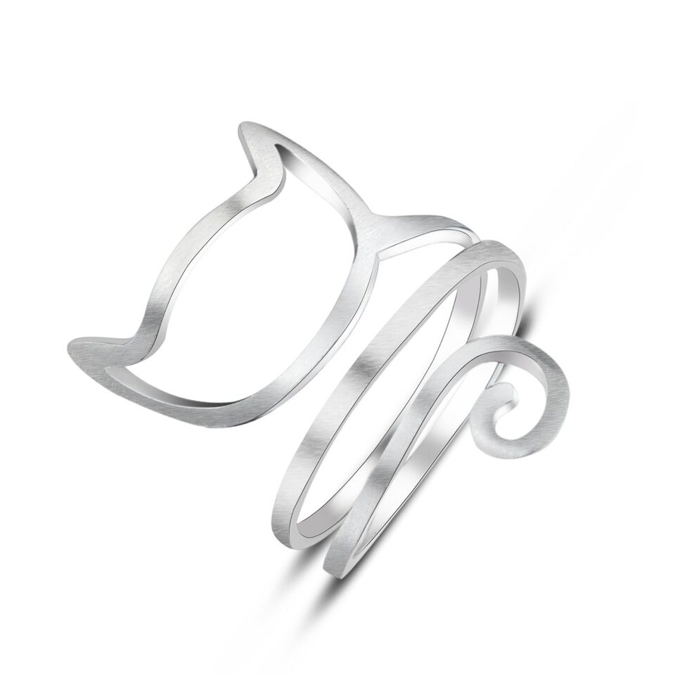 925 Sterling Silver Personalized Wound Drawing Cute OutlineRing