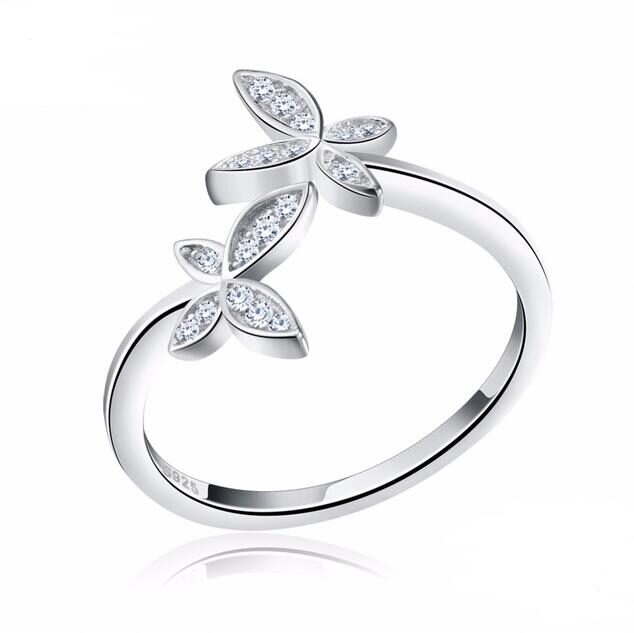Fashion 925 Silver Adjustable RING Sterling with Flower