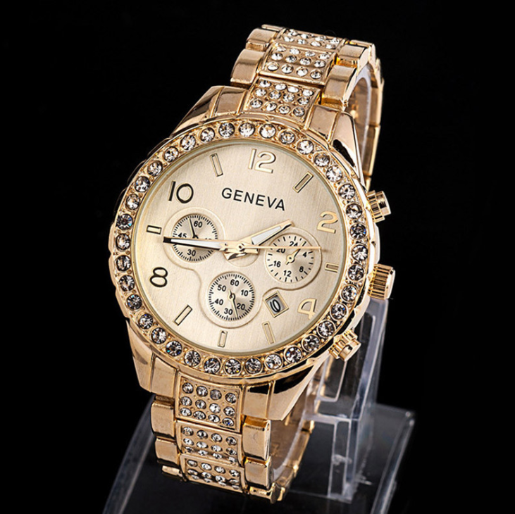 Geneva diamond calendar watch women fashion business casual