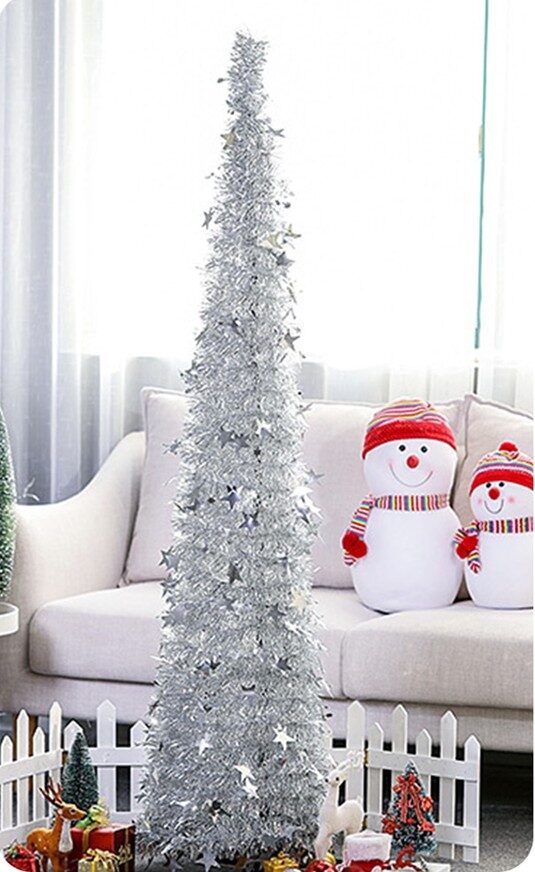 Artificial Tinsel Up Christmas Tree With Stand Gorgeous