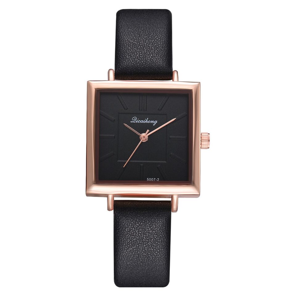 Square Women Bracelet Watch Contracted Leather Crystal WristWatches