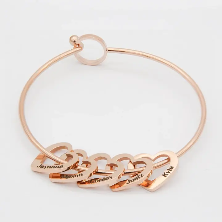 Love Bracelet Peach Heart Name Lettering Titanium Steel
