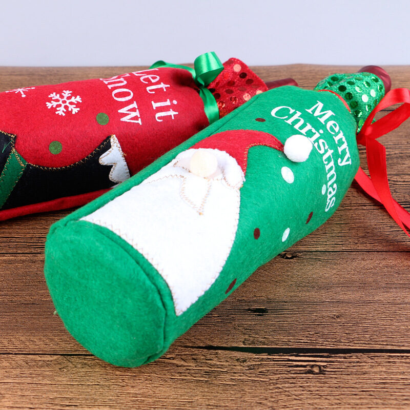 Christmas Ornament wine bottle set decorations red gift