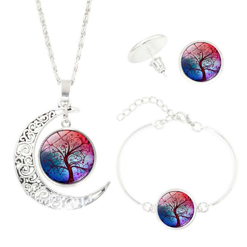 Tree of Life Time Gemstone Earrings Jewelry Necklace