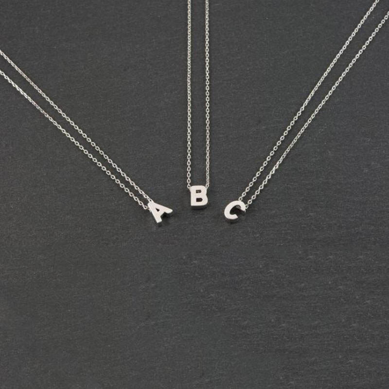 Fashion Tiny Initial Necklace Gold Silver Color Cut