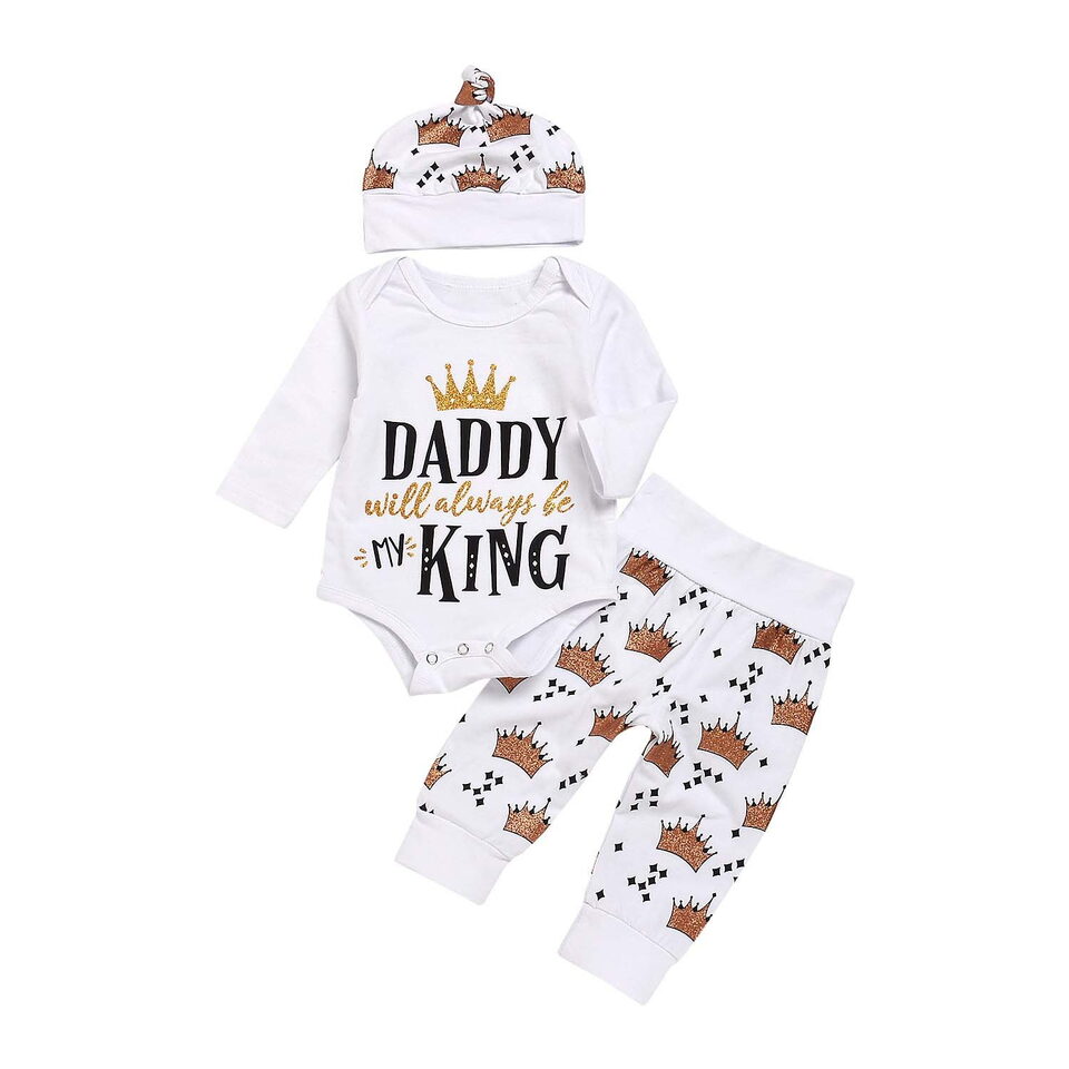 New Baby boys Clothing Set Tops Romper +Crown