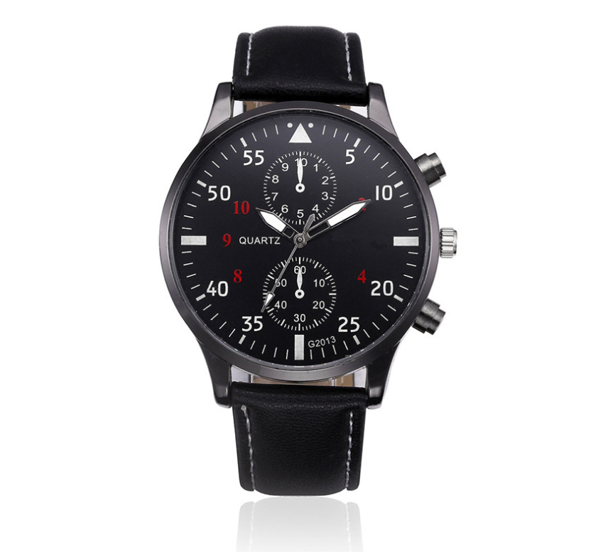 Black shell binocular belt watch men's quartz student