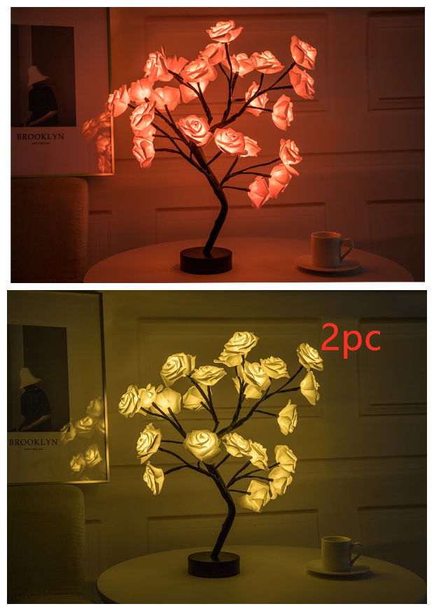 Rose Flower Lamp USB Battery Operated LED Table