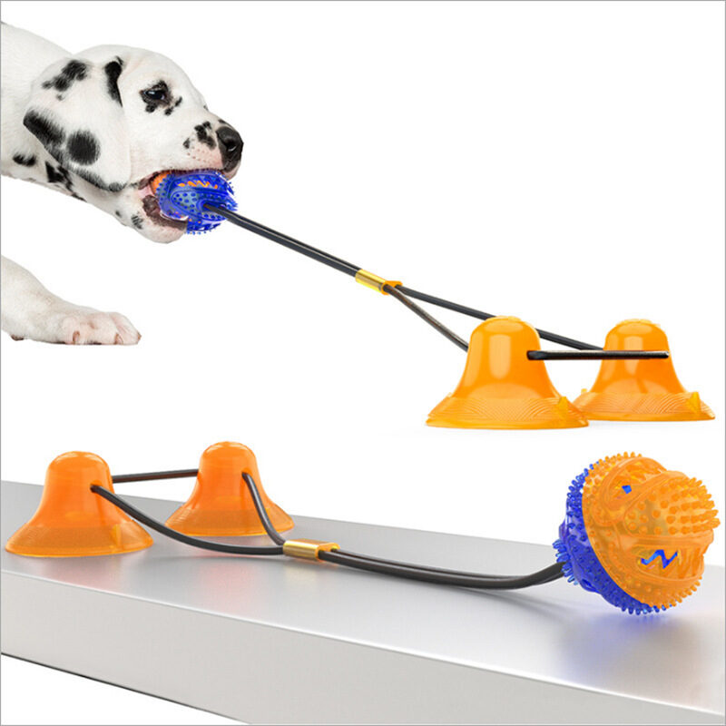 Multifunction Double Tug Rope Balls Sucker Toy Dog