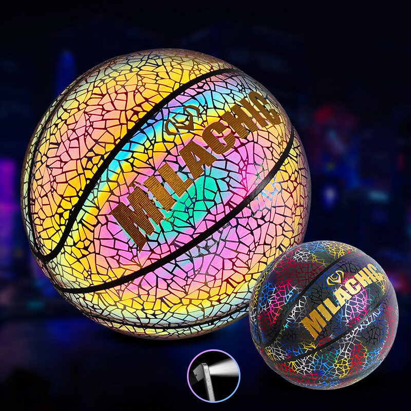 Glowing fluorescent basketball