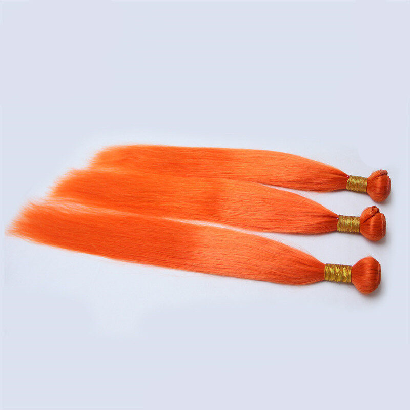Color Human Hair Curtain Orange