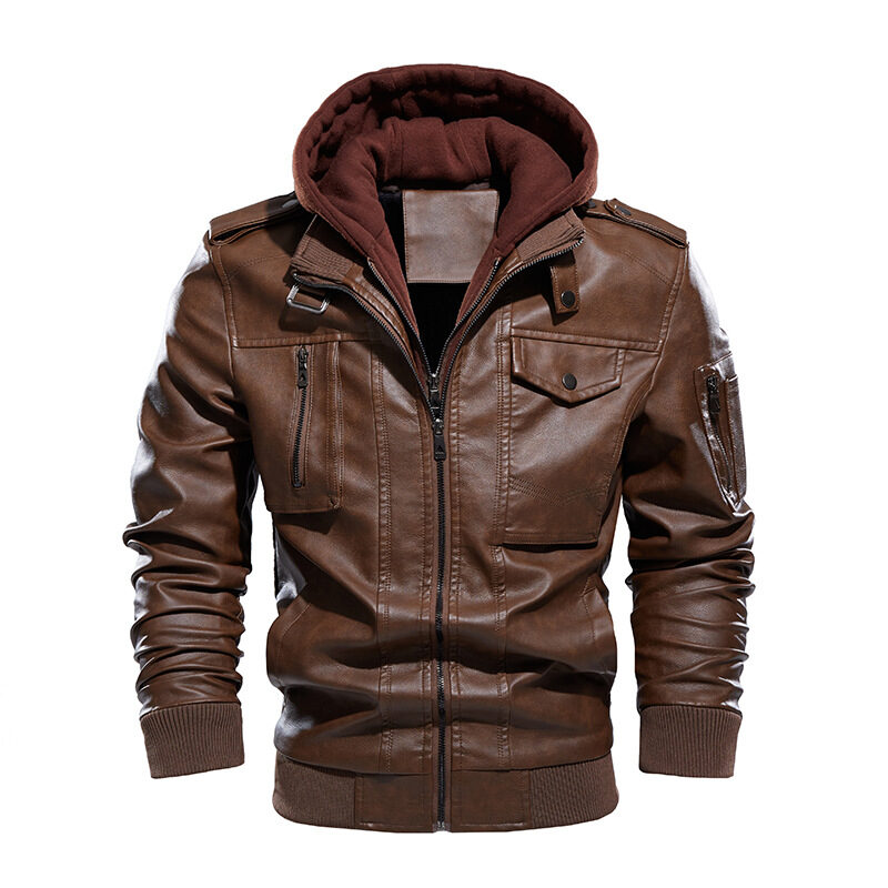 Men's washed leather jacket