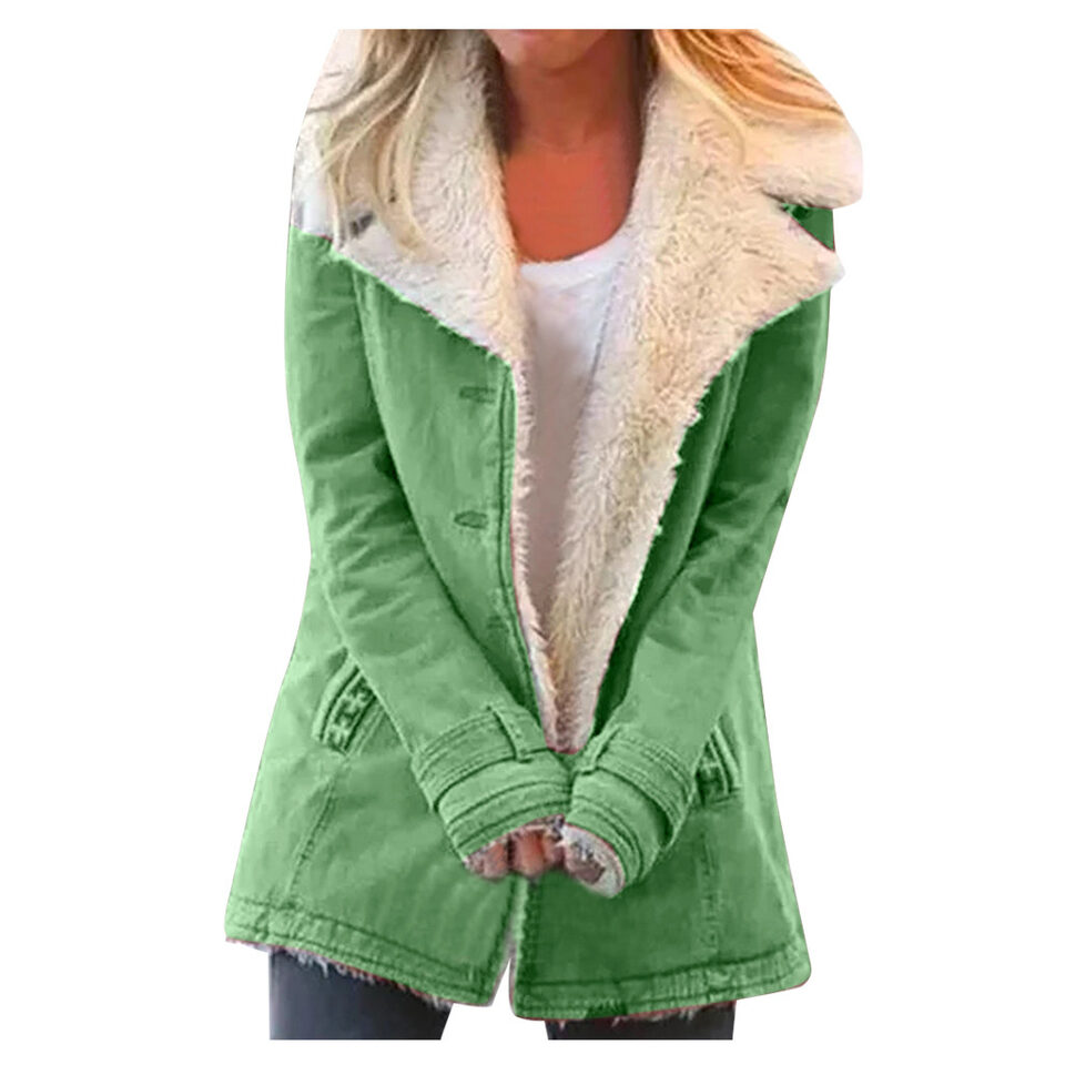 Women Plus Size Warm Coats Composite Plush Button