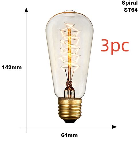 Edison Bulb E27 220V 40W ST64 A19 T45