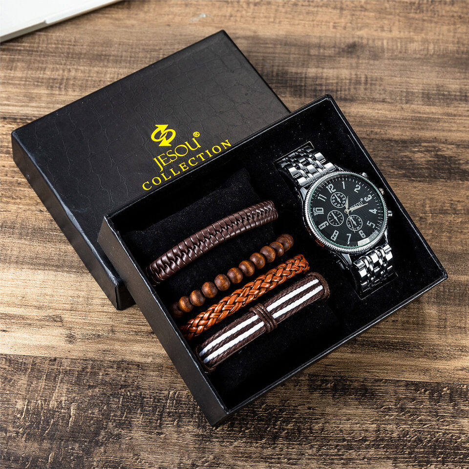 Wristwatch wallet cufflink ballpoint pen Gifts Set
