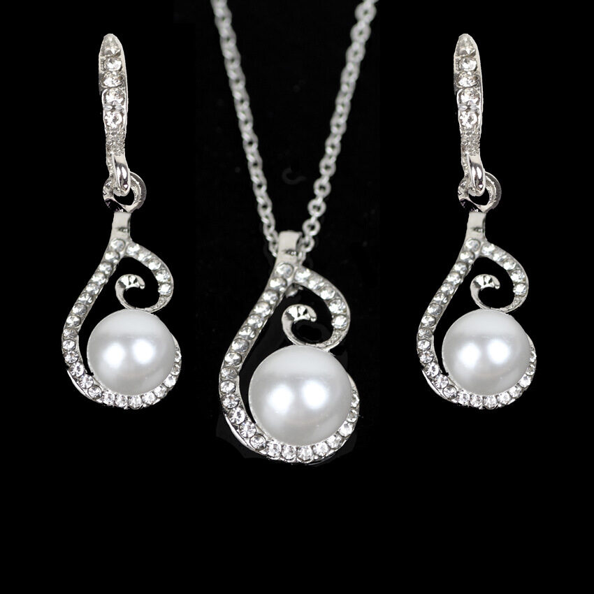 Foreign Bride Rhinestone Diamond Pearl Drop Two Necklace