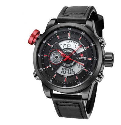 Trendy casual double men's watch Waterproof belt electronic