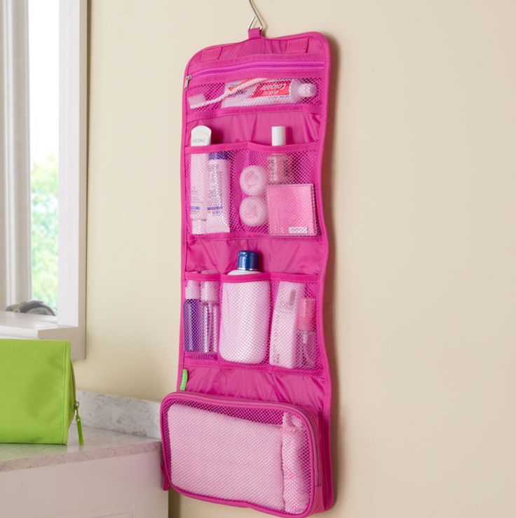 Travel Foldable Hanging Makeup Organizer Bag Portable Toilet