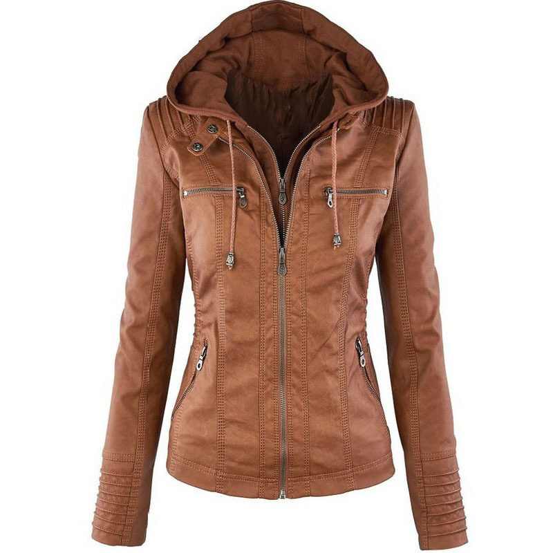 Fashion Detachable Hooded Jacket With Pockets Casual Solid