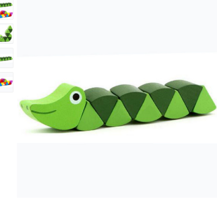 Montessori Educational Wooden Toys Colorful Caterpillars Kid Finger
