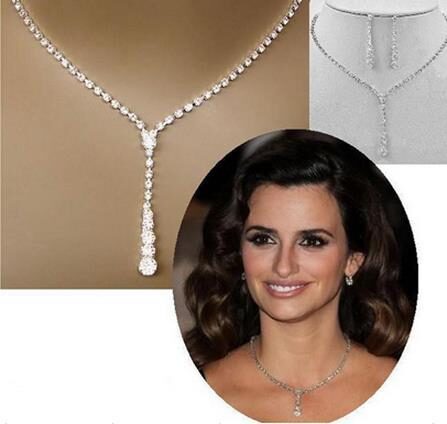 C192 New Europe simple bride Rhinestone Necklace ear