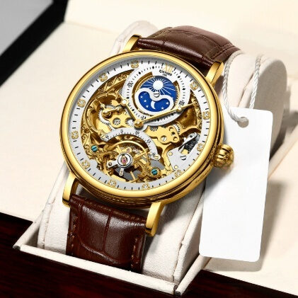 New Kinyued genuine automatic leather men's watch watches