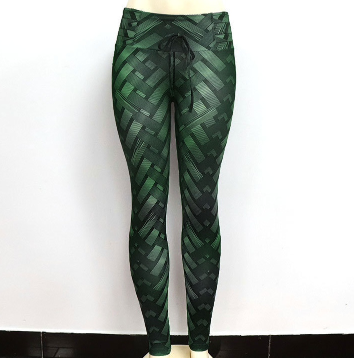High Waist Iron Weave Print Push Up Yoga
