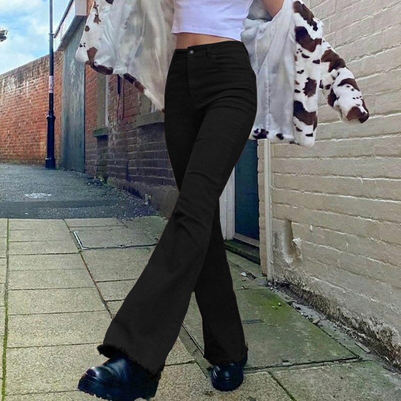 Brown High Waist Stretch Bootcut Jeans Women Casual