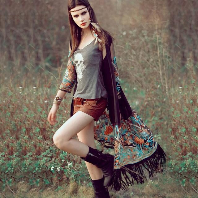 Bohemian Style Kimono W Tassel