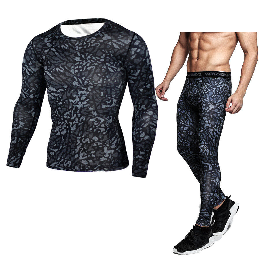 Camouflage Compression Baselayer Set Sports Long Sleeve T-Shirt
