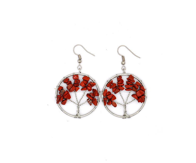 Natural Crystal Crushed Stone Tree Wishing Earrings Jewelry