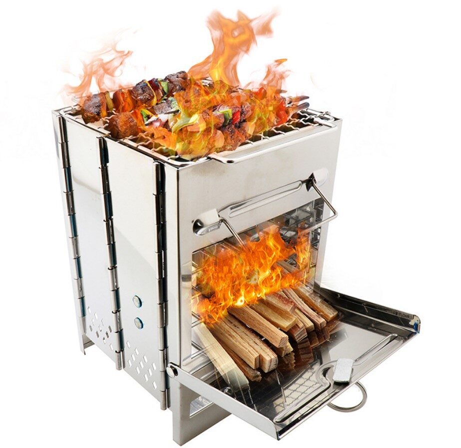Mini Outdoor Firewood Stove Camping Cooking Picnic Grill