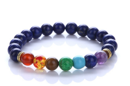 Colorful Blue Turquoise Bracelet Chakra Energy Yoga Beads