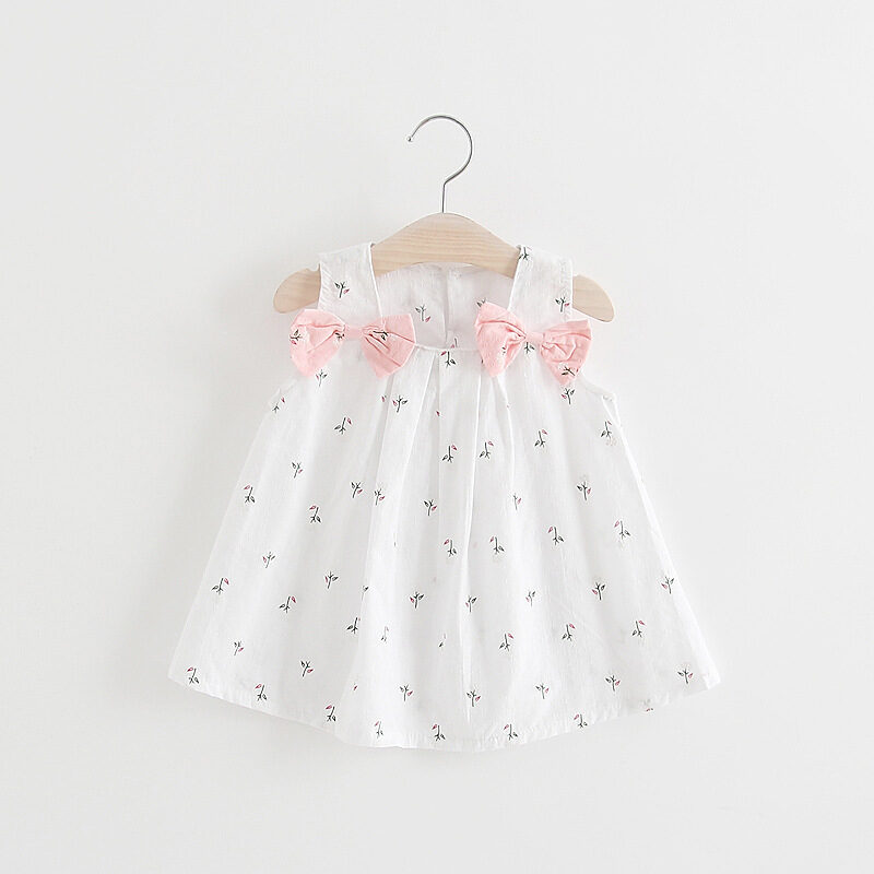 Solid color bow floral print halter skirt