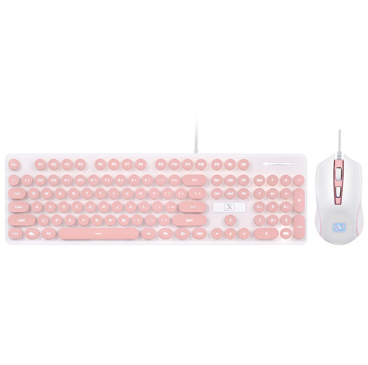 N518 cable steampunk retro mouse and keyboard set
